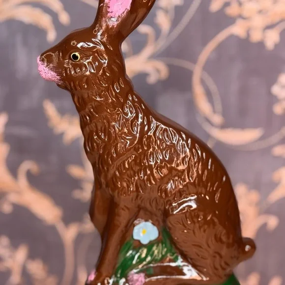 Vintage Estate Faux Chocolate Easter Bunny Figurine - Picture 2 of 8